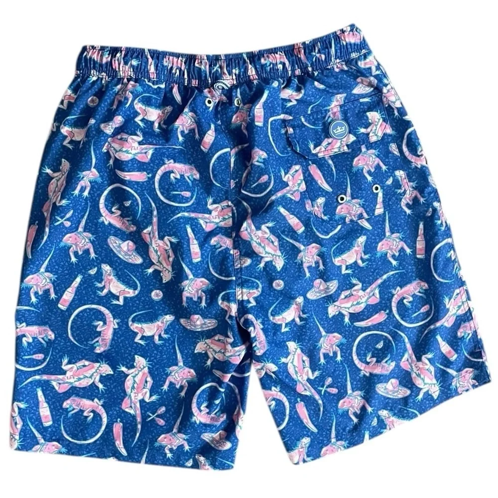 Peter Millar Seaside Collection Swim Trunks Mens Medium Lizard gecko Print Lined